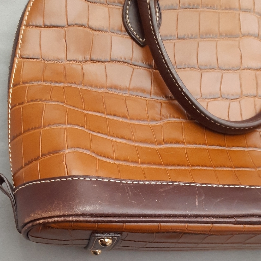 Dooney Bourke Tan Croc-Embossed Satchel - Picture 14 of 16